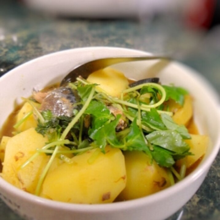 鯖味噌煮缶とじゃが芋の煮物